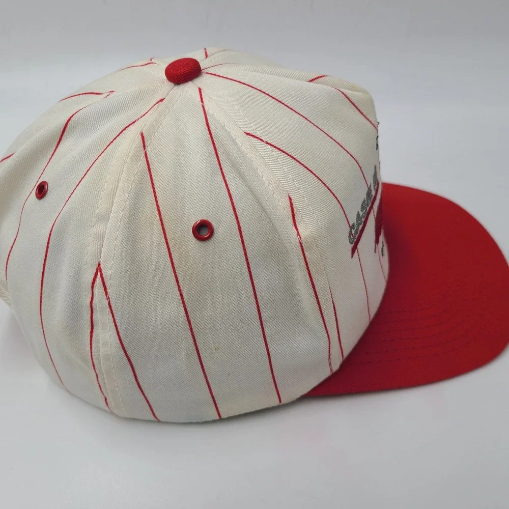Vintage Case IH Hat Snapback K-Products White Red Pinstripes East Moline‎ Plant